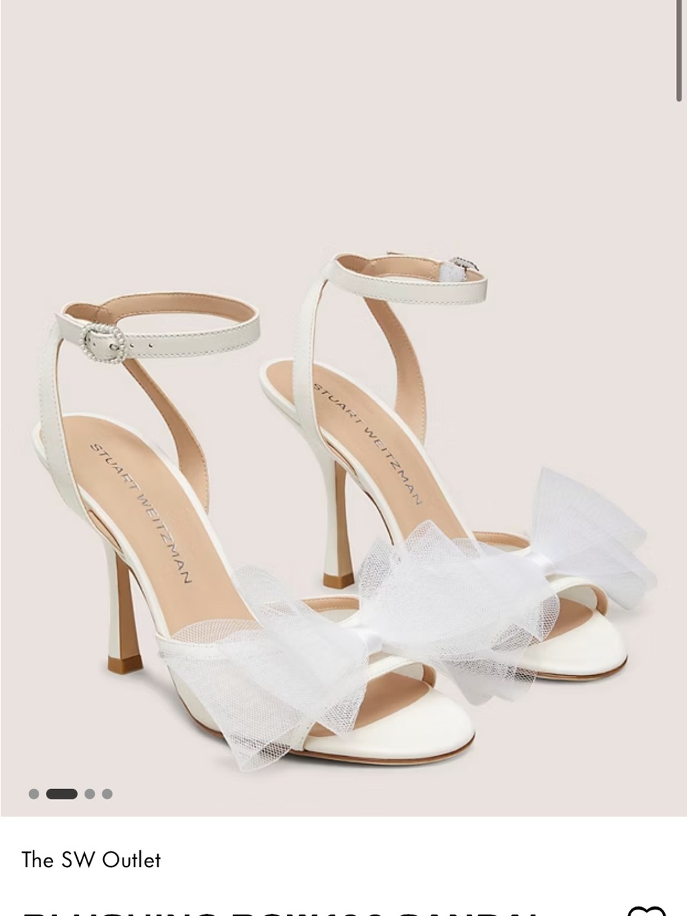 Stuart Weitzman Ivory Tulle Bow Slingback Heels